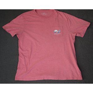 Vineyard Vines Tee Shirt Men's Size L Pink Logo Graphics Pullover 100% Cotton